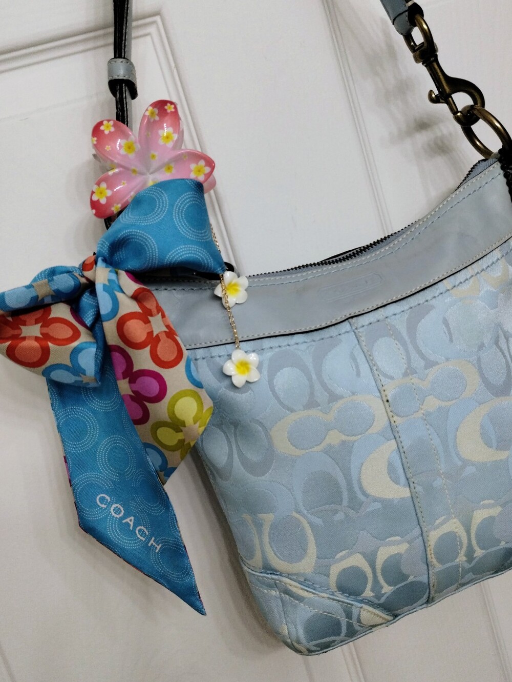 Coach Optic C Vintage Y2K Jacquard And Leather Crossbody Bag Blue - Picture 2 of 12